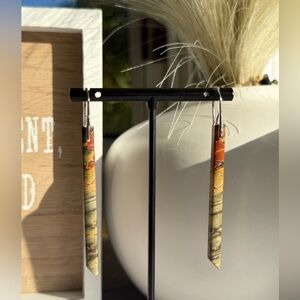 Handcrafted Multicolor Picasso Jasper Sterling Silver Dangle Earrings